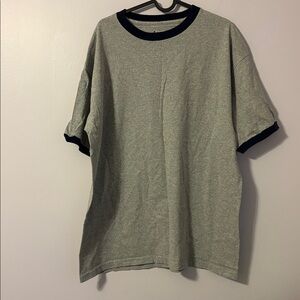 Champion Gray with Dark Navy to Black Ringer T-shirt size XL